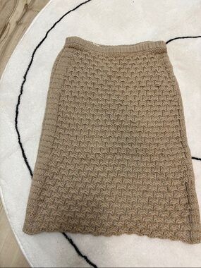 See By Chloe Camel Textured Knit Pencil Skirt